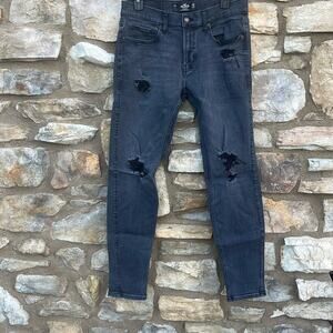 Hollister Black/Gray super skinny distressed jeans W31/L32